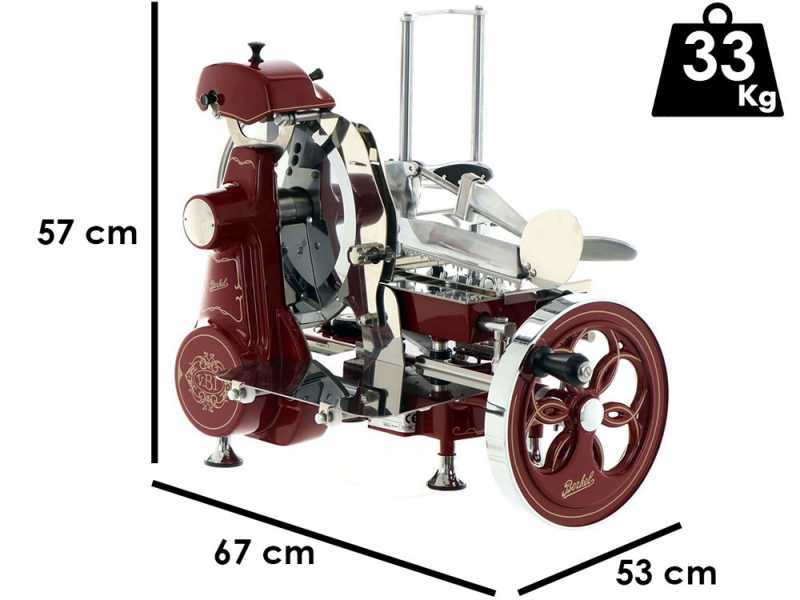 Berkel B2 Roja - Cortadora de fiambre de volante con pedestal - Cuchilla de acero cromado de 265 mm