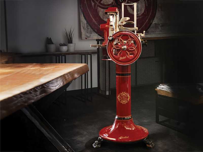 Berkel B2 Roja - Cortadora de fiambre de volante con pedestal - Cuchilla de acero cromado de 265 mm
