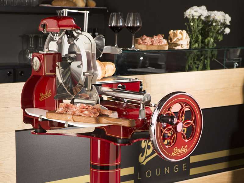 BERKEL B3- Cortadora de fiambre de volante con pedestal con cuchilla de acero al cromo de 300 mm - Roja