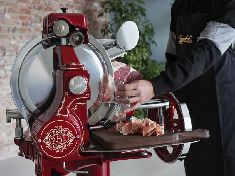 BERKEL B114 - Cortadora de fiambre de volante con pedestal - Cuchilla de acero al cromo de 320 mm - Roja