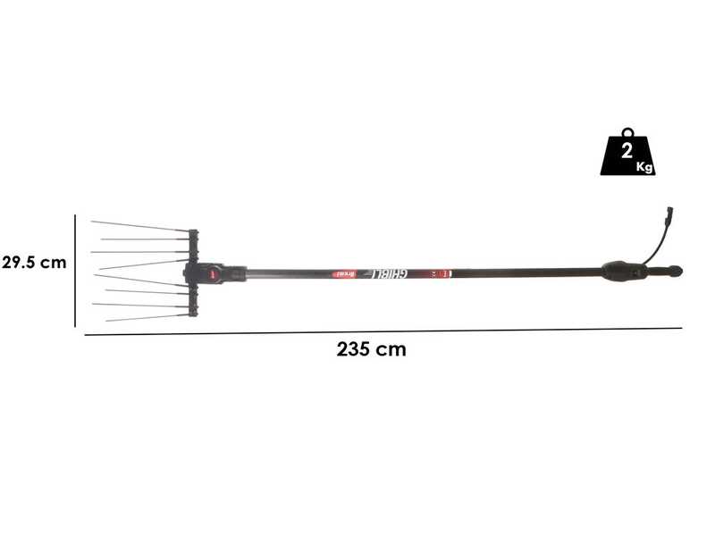Brumi Ghibli 12V - Vareador de aceitunas el&eacute;ctrico con bater&iacute;a de litio - P&eacute;rtiga de carbono 235/315 cm