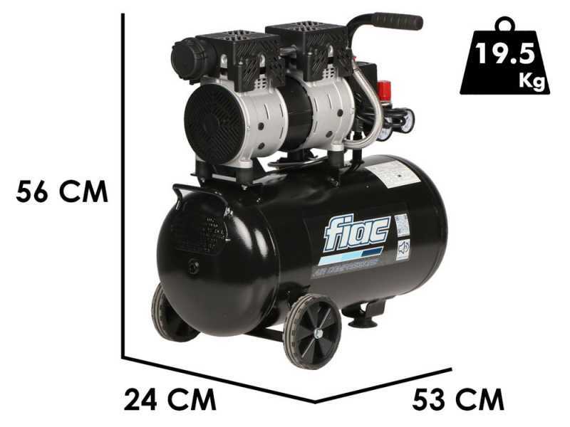 FIAC SUPERSILENT 24/1 - Compresor de aire el&eacute;ctrico monof&aacute;sico silencioso, sin aceite - Motor 1 HP - 24 L