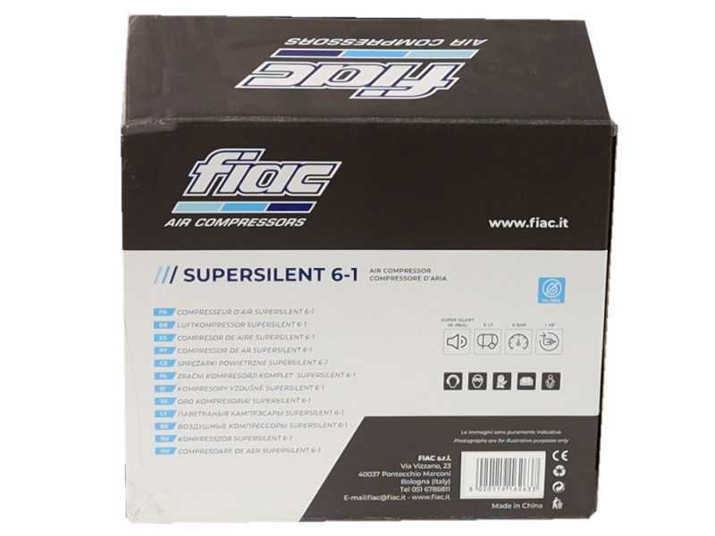 Fiac SUPERSILENT 6/1 - Compresor el&eacute;ctrico compacto port&aacute;til 1HP - 6 l