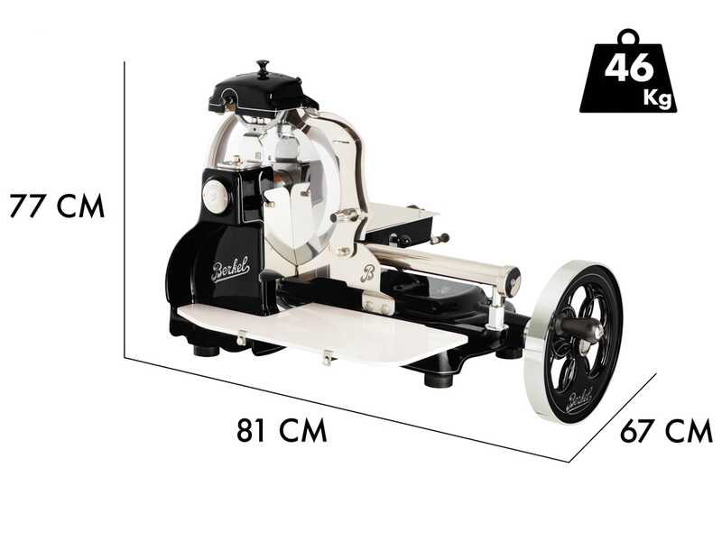 Berkel B3 Negra - Cortadora de fiambre de volante - Cuchilla de acero cromado de 300 mm