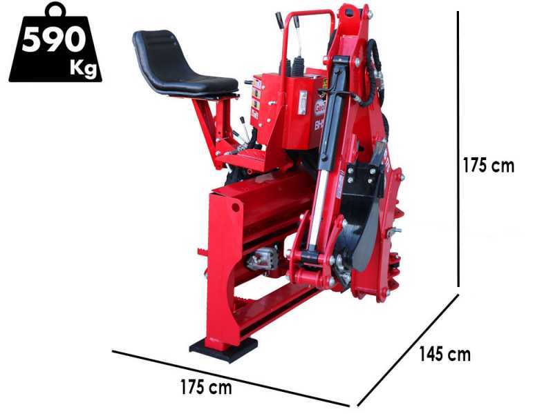 GeoTech-Pro BHS 195 - Retroexcavadora para tractor con desplazamiento lateral