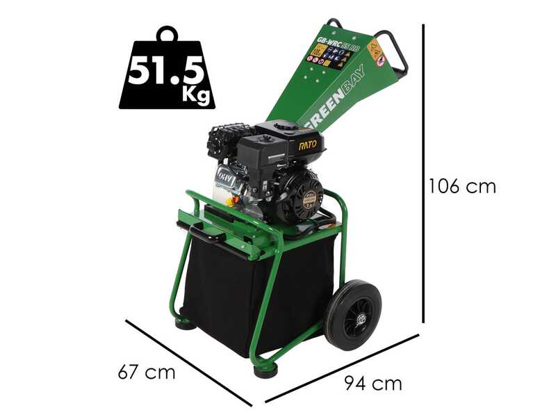 GreenBay GB-WRC 55 RB - Biotrituradora con motor de gasolina RATO R210-A de 7 HP