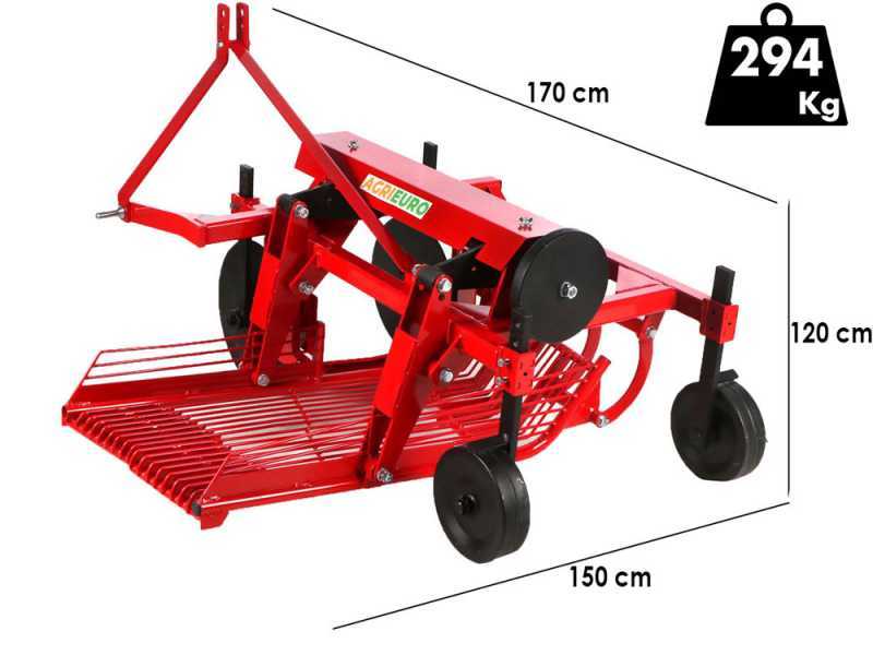 Arrancador de patatas DM 100 con salida lateral para tractor - Criba oscilante - Para tractores con enganche de tres puntos