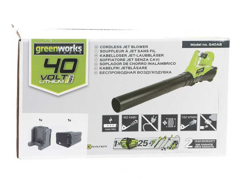 Greenworks GD40AB - Soplador axial de bater&iacute;a - 4 Ah 40V