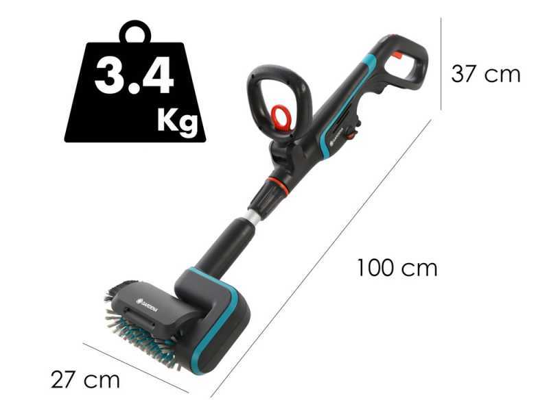 Gardena AquaBrush Patio 03/18V P4A - Limpiador de suelos de bater&iacute;a - con starter kit 18V - 2.5Ah