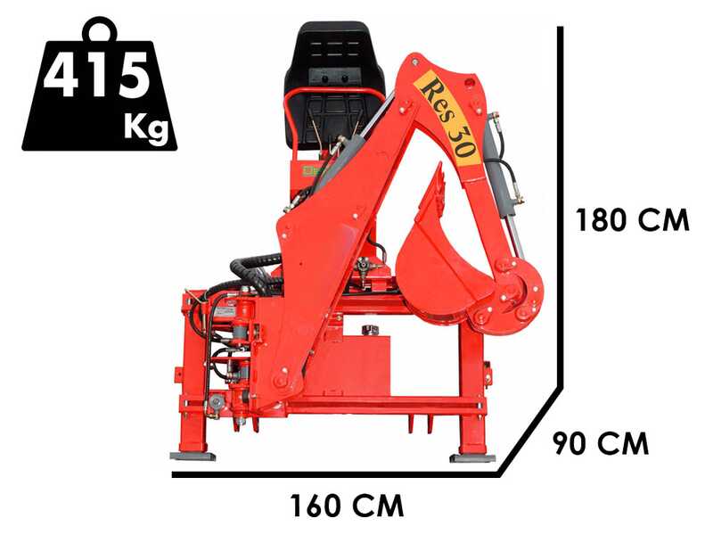Agrieuro Top Line RES30 - Retroexcavadora para tractor con desplazamiento lateral
