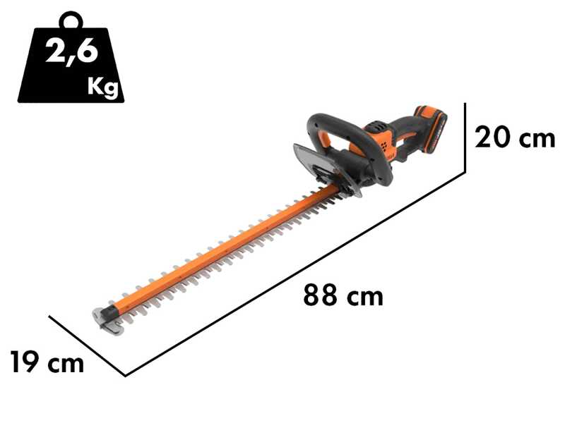 Worx WG264E - Cortasetos de bater&iacute;a - 20V/2Ah - Cuchilla de 56 cm