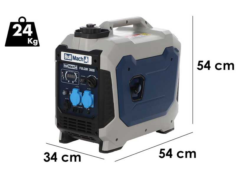 BullMach Fulgor 3000 - Generador de corriente inverter 3,3 kW - Continua 3 kW monof&aacute;sico