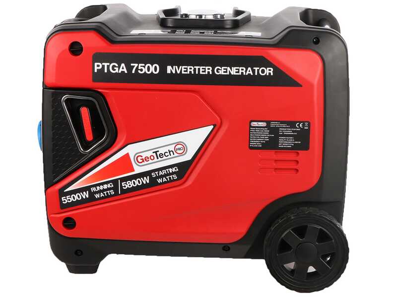 GeoTech-Pro PTGA 7500 - Generador el&eacute;ctrico inverter silencioso con ruedas 5,8 kW - Continua 5,5 kW Monof&aacute;sico
