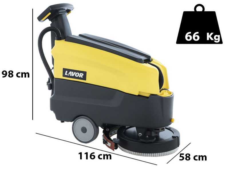 Lavor L4 45E - Fregadora de suelos el&eacute;ctrica - 3 en 1: lava, seca y aspira