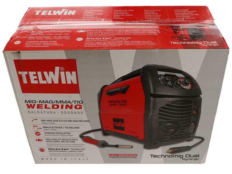Telwin Technomig 180 Dual Synergic - Soldadora inverter de hilo - Para MIG-MAG/FLUX/BRAZING/MMA/ TIG DC-Lift - NO GAS