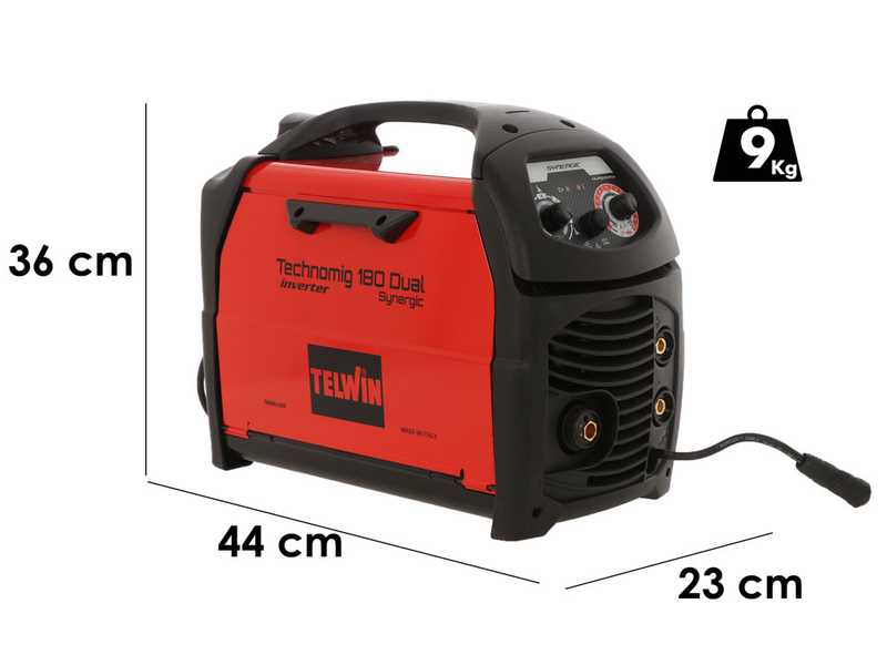 Telwin Technomig 180 Dual Synergic - Soldadora inverter de hilo - Para MIG-MAG/FLUX/BRAZING/MMA/ TIG DC-Lift - NO GAS