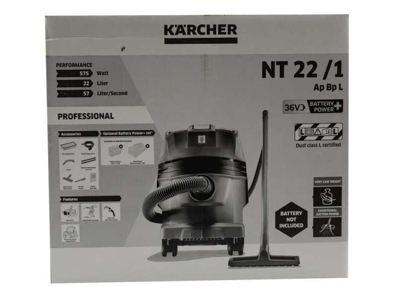 Karcher NT 22/1 Ap Bp L - Aspirador de bater&iacute;a - Bid&oacute;n 22 l - 36 V - BATER&Iacute;A Y CARGADOR NO EST&Aacute;N INCLUIDOS