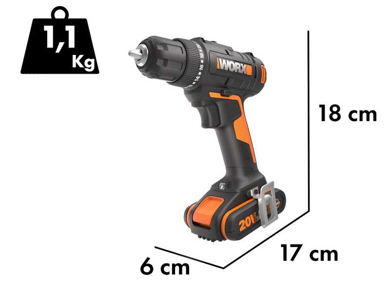 Worx WX100 - Taladro atornillador de bater&iacute;a - 20V/2Ah