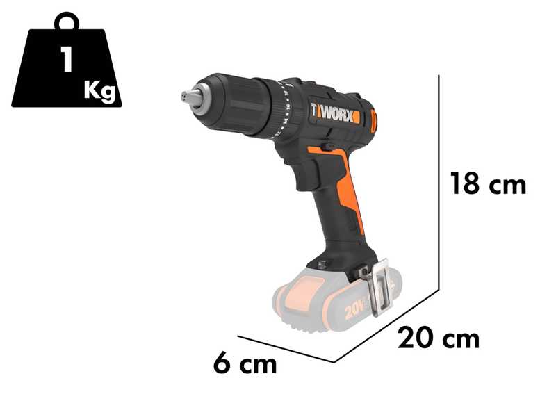 Worx WX370.9 - Taladro atornillador de impacto a bater&iacute;a - SIN BATER&Iacute;A NI CARGADOR