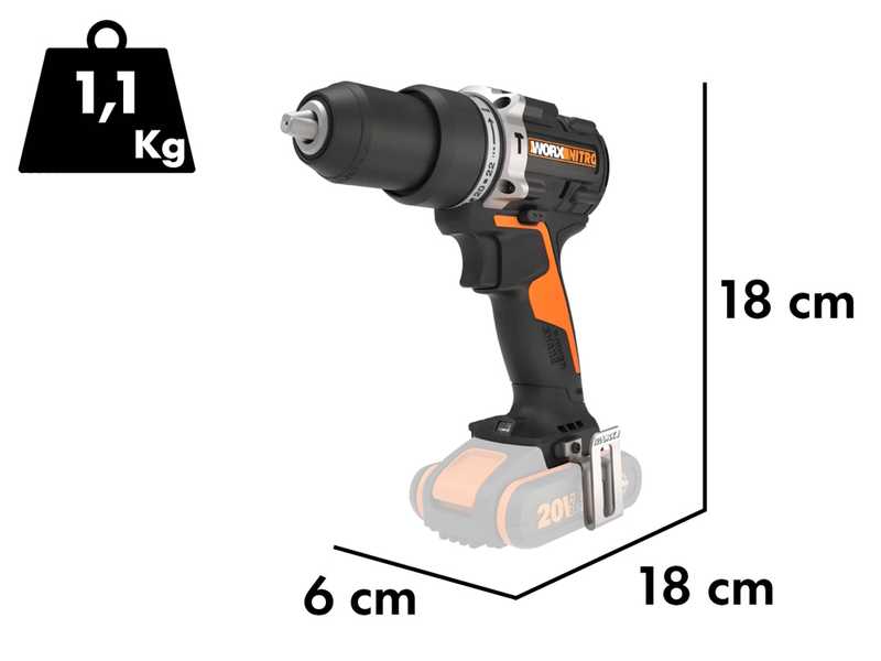 Worx Nitro WX352.9 - Taladro atornillador de impacto a bater&iacute;a - 20V - SIN BATER&Iacute;A NI CARGADOR