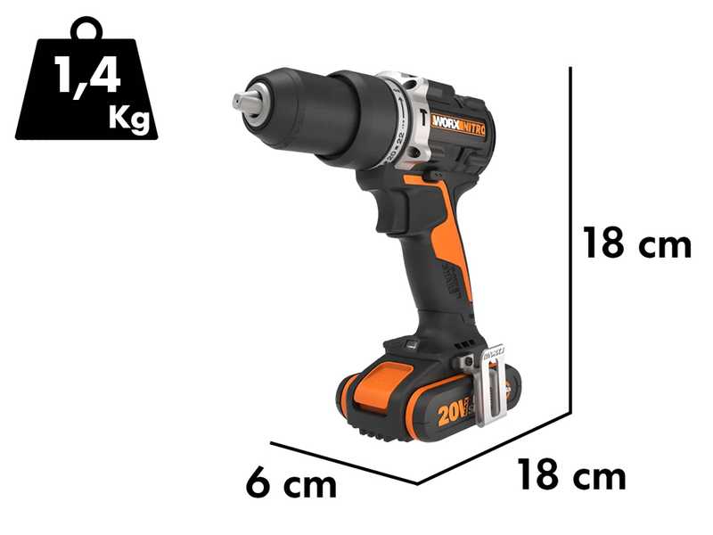 Worx Nitro WX352 - Taladro atornillador de impacto a bater&iacute;a - 20V/2Ah
