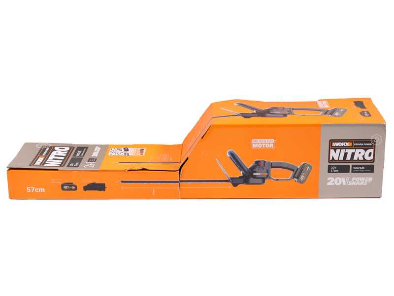 Worx Nitro WG263E - Cortasetos de bater&iacute;a - 20V/4Ah - Cuchilla de 57 cm