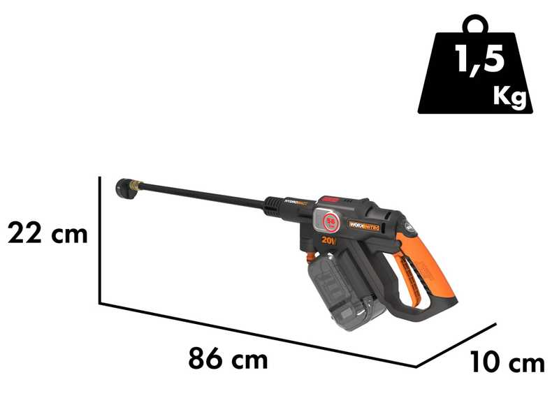 Worx Nitro HydroShot WG633E.9 - Pistola hidrolimpiadora de bater&iacute;a - 20V - BATER&Iacute;A Y CARGADOR NO EST&Aacute;N INCLUIDOS