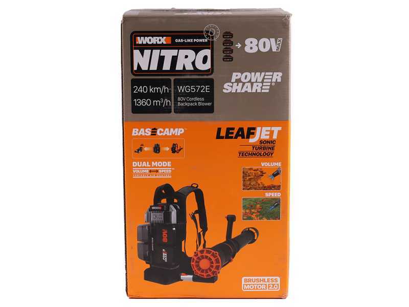 Worx Nitro WG572E - Soplador de mochila de bater&iacute;a - 4x20V/4Ah