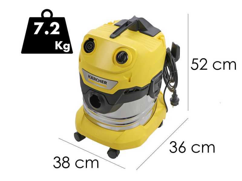 Karcher WD 4 S V-20/5/22 - Aspirador de s&oacute;lidos y l&iacute;quidos - 20 Litri - Bid&oacute;n de acero inoxidable