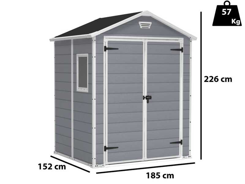 Keter Manor gris - Caseta de jard&iacute;n - Con ventana lateral - 185x152x226 cm