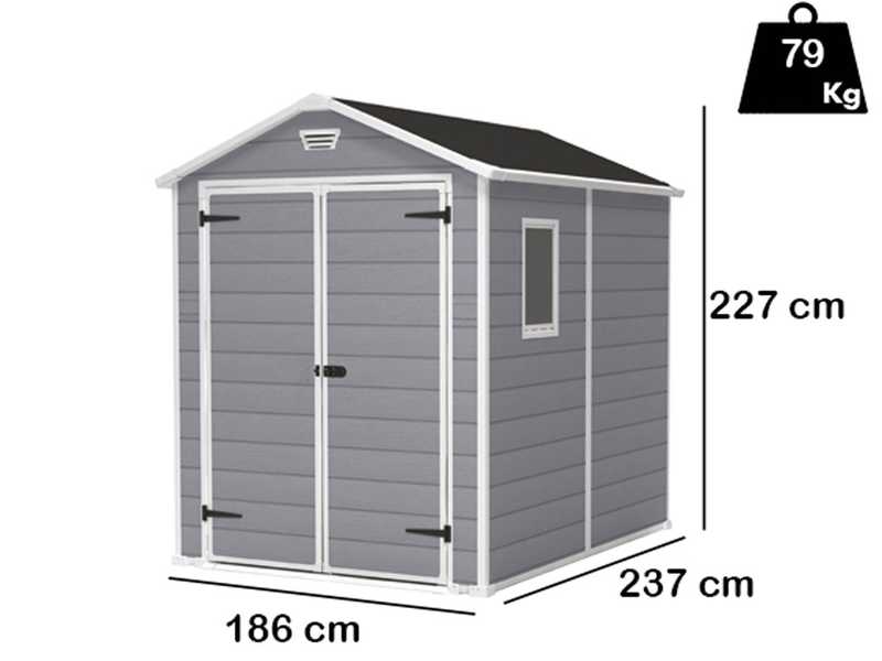 Keter Manor gris - Caseta de jard&iacute;n - Con ventana lateral - 186x237x227 cm