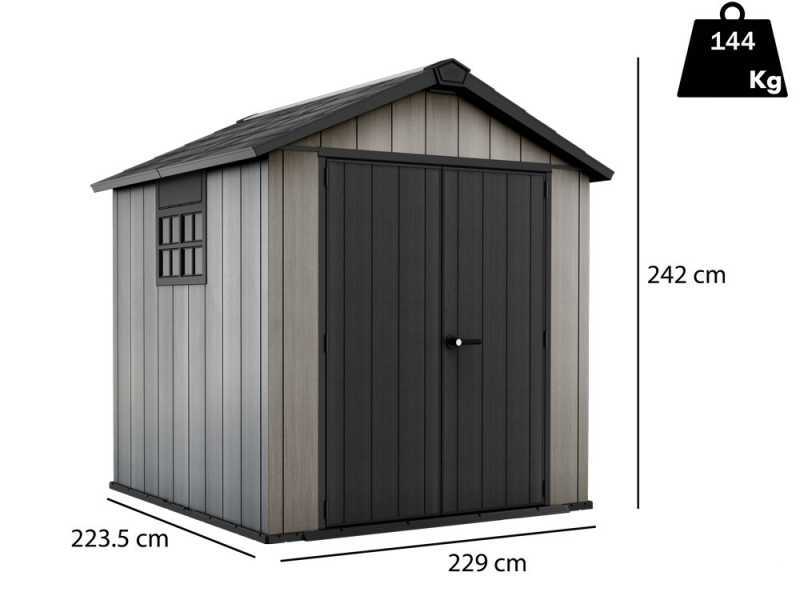 Keter Oakland 757 - Caseta de jard&iacute;n - Con puerta de dos hojas y ventana -229x223.5x242 cm