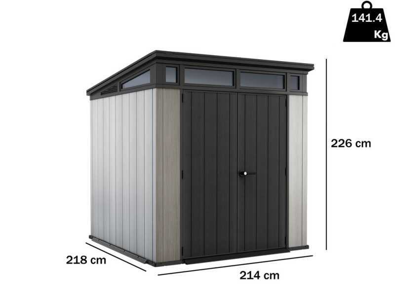 Keter Artisan gris - Caseta de jard&iacute;n - Con puerta de dos hojas - 214x218x226 cm