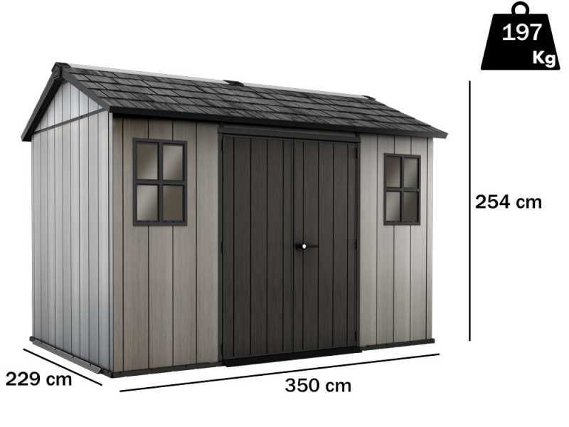 Keter Oakland 1175 - Caseta de jard&iacute;n - Con ventanas delanteras - 350x229x254 cm