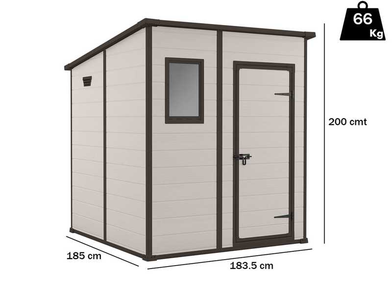 Keter Manor Pent - Caseta de jard&iacute;n - Con ventana delantera - 183.5x185x200 cm