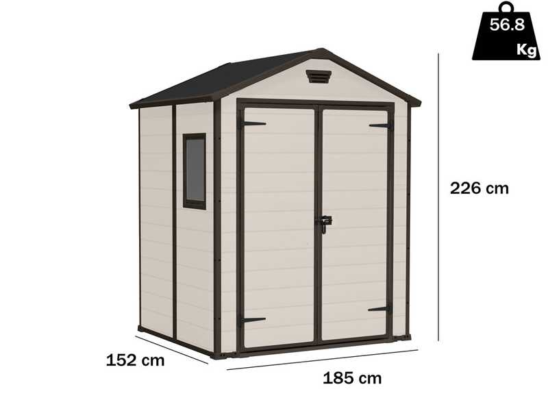 Keter Manor beis - Caseta de jard&iacute;n - Con ventana lateral - 185x152x226 cm