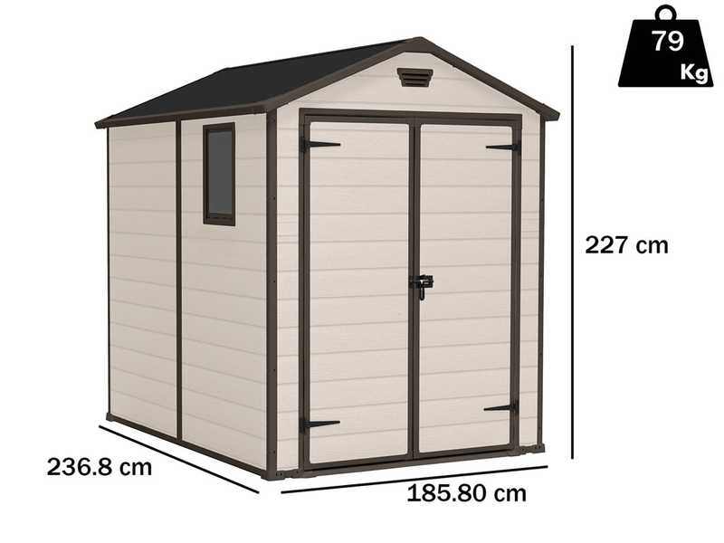 Keter Manor beis - Caseta de jard&iacute;n - Con ventana lateral - 185.8x236.8x227 cm