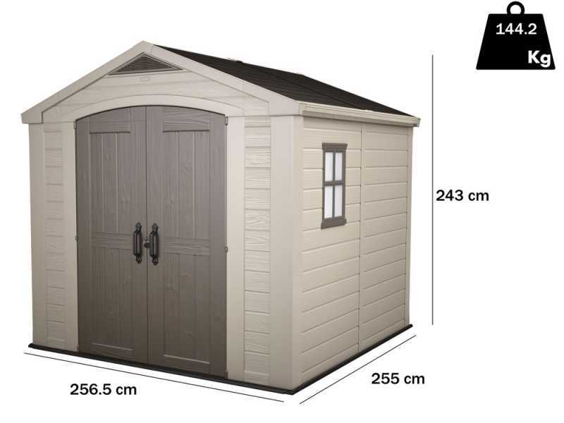 Keter Factor beis - Caseta de jard&iacute;n - Con ventana lateral - 256.5x255x243 cm