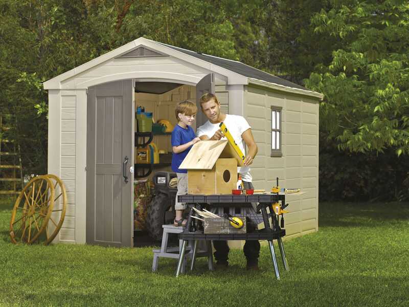 Keter Factor beis - Caseta de jard&iacute;n - Con ventana lateral - 256.5x331.5x243 cm