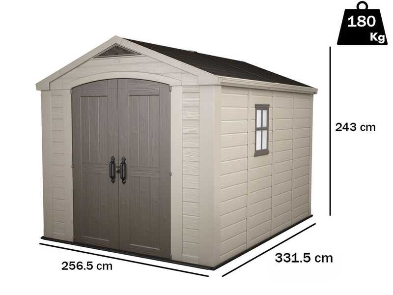 Keter Factor beis - Caseta de jard&iacute;n - Con ventana lateral - 256.5x331.5x243 cm
