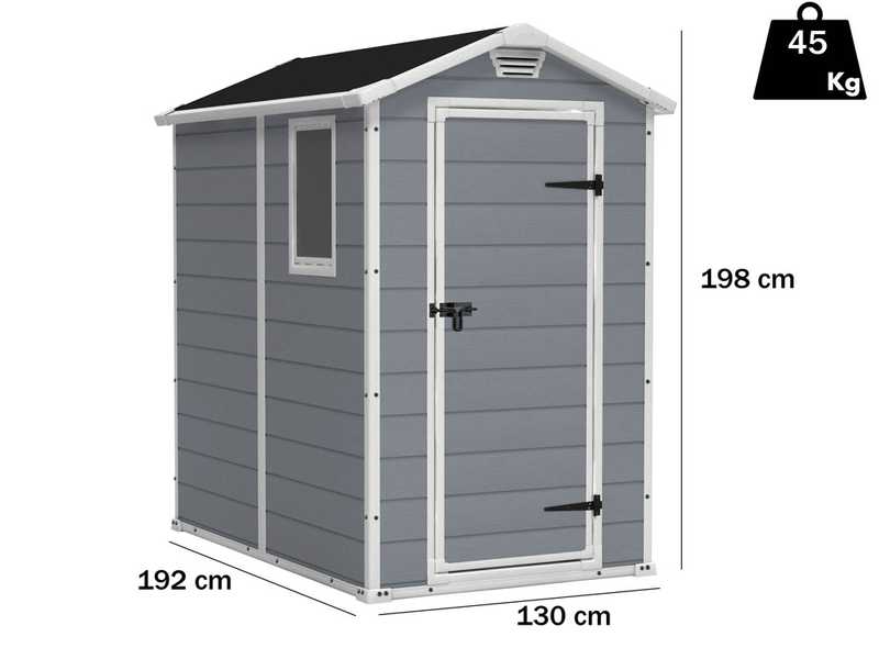 Keter Manor gris - Caseta de jard&iacute;n - Con ventana lateral - 130x192x198 cm