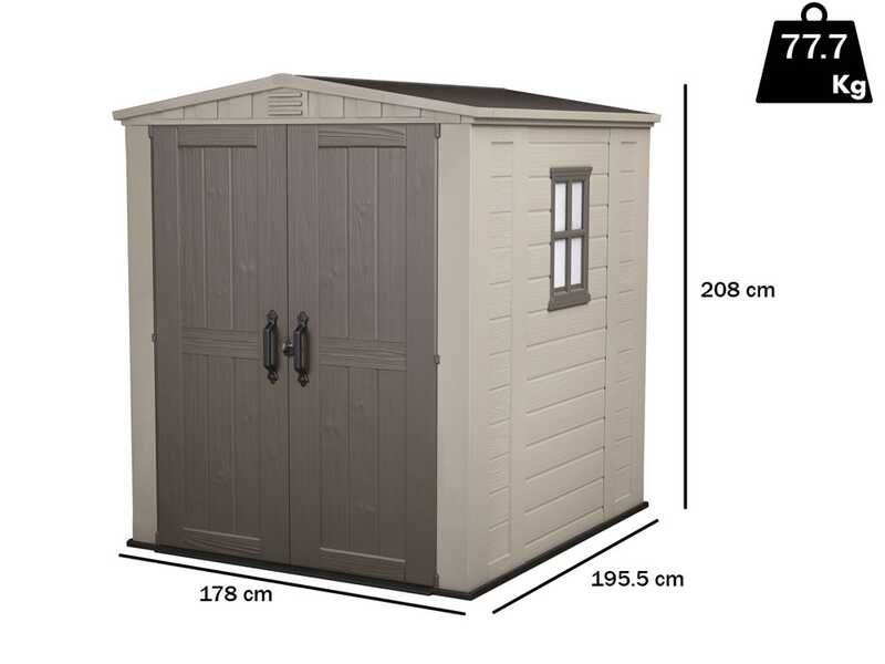 Keter Factor beis - Caseta de jard&iacute;n - Con ventana lateral - 178x195.5x208 cm