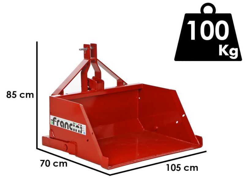 Francini PR 100 - Pala hidr&aacute;ulica trasera para tractor - de 100 cm - Capacidad 400 kg