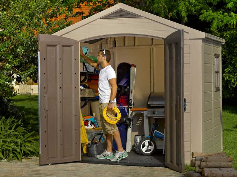 Keter Factor beis - Caseta de jard&iacute;n - Con ventana lateral - 256.5x182x243 cm
