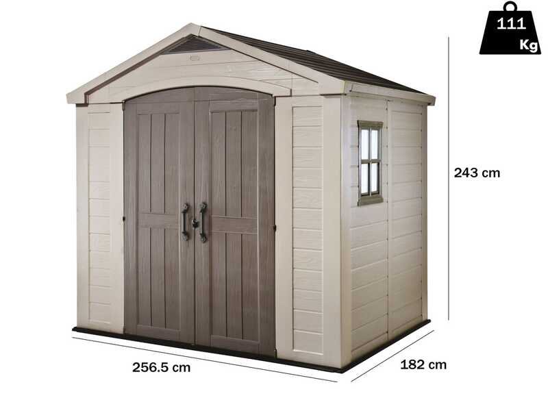Keter Factor beis - Caseta de jard&iacute;n - Con ventana lateral - 256.5x182x243 cm