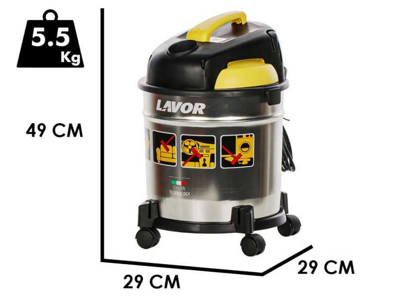 Lavor VAC 20 S - Bid&oacute;n aspirador de s&oacute;lidos y l&iacute;quidos, soplador