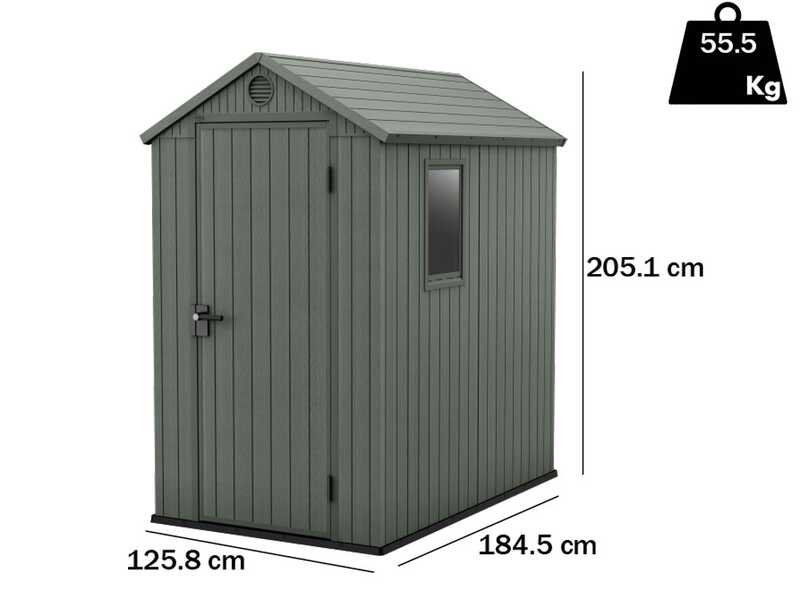 Keter Darwin verde - Caseta para herramientas - Con ventana lateral - 125.8x184.5x205 cm