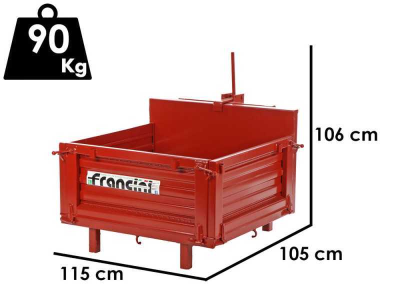 Francini P 100 - Caj&oacute;n de transporte para tractor - Basculante - 3 laterales abatibles