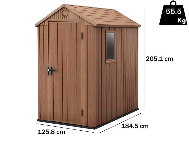Keter Darwin marr&oacute;n - Caseta para herramientas - Con ventana lateral - 125x184.5x205 cm