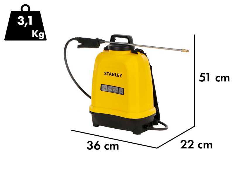 Stanley SXSPBS12E - Pulverizador de bater&iacute;a de mochila - 12 litros - 14,4V/2Ah